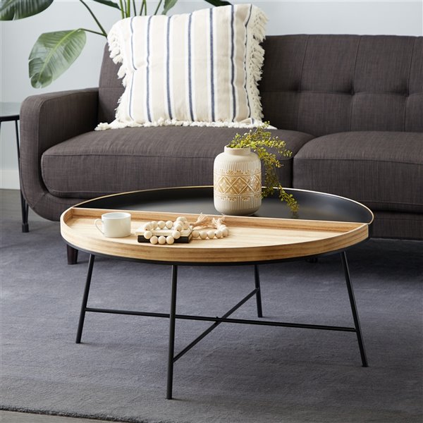 Grayson Lane 38-in x 18-in Contemporary Coffee Table - Black Metal