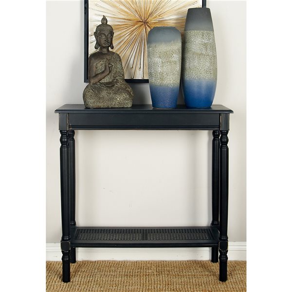 Grayson Lane 32-in x 31-in Wood Vintage Console Table - Black