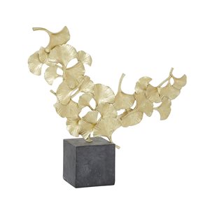 Grayson Lane 17-in x 18-in Contemporary Gingko Leaf Sculpture Gold Polyresin
