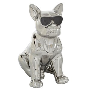 Grayson Lane 12-in x 6-in Glam Sculpture Silver Ceramic Dog