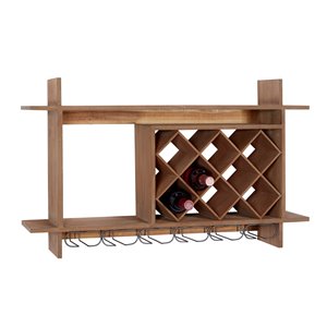 Grayson Lane 9-Bottle Brown Asian Hardwood Wall-Mounted Wine Rack