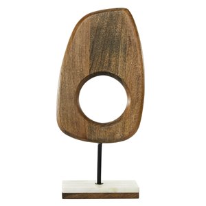 Grayson Lane 18-in x 8-in Modern Sculpture Brown Mango Wood Abstract
