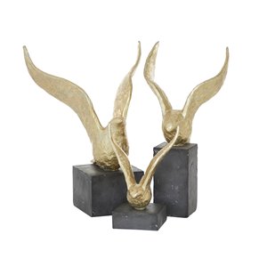 Grayson Lane Birds Sculpture Gold Polystone - Set of 3