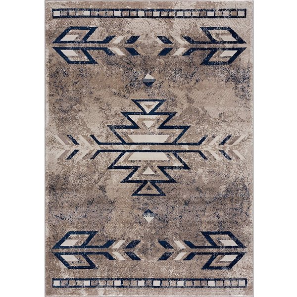 Rug Branch Contemporary Boho South-Western Blue Beige Indoor Doormat Rug - 2x4