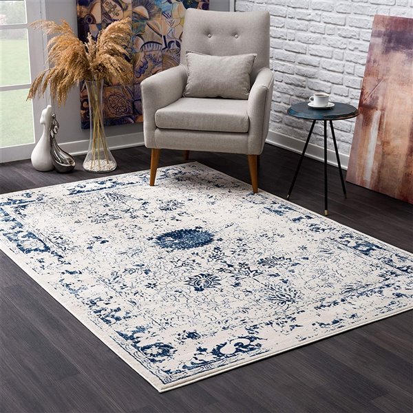 Rug Branch Contemporary Transitional  Blue Navy Indoor Doormat Rug - 2x5