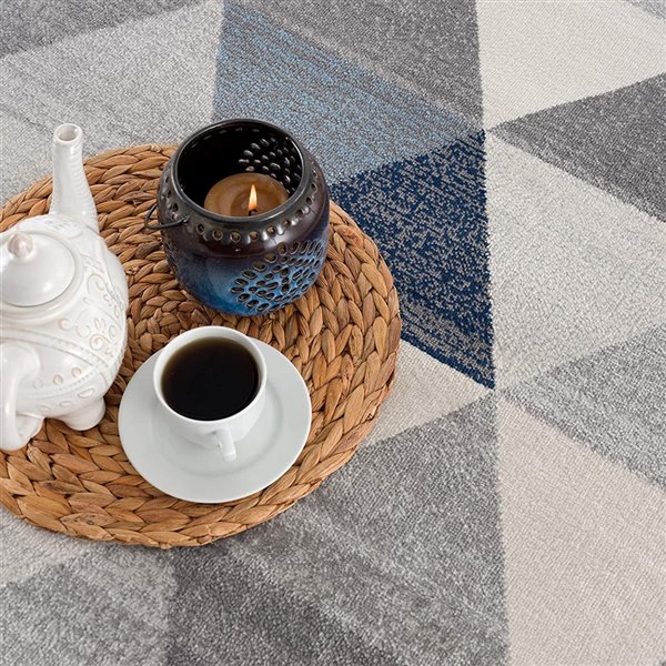 Rug Branch Contemporary Geometric Coastal Blue Beige Indoor Runner Rug ...