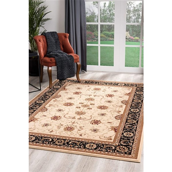Rug Branch Traditional Persian  Beige Black Indoor Runner Rug - 2x20