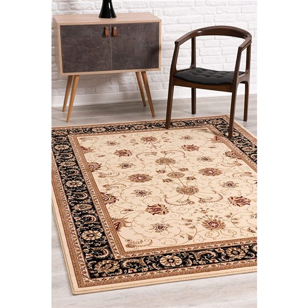 Rug Branch Traditional Persian  Beige Black Indoor Runner Rug - 2x20