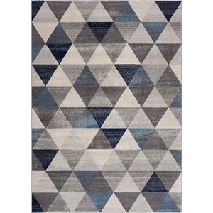 Rug Branch Contemporary Geometric Coastal Blue Beige Indoor Runner Rug - 2x13