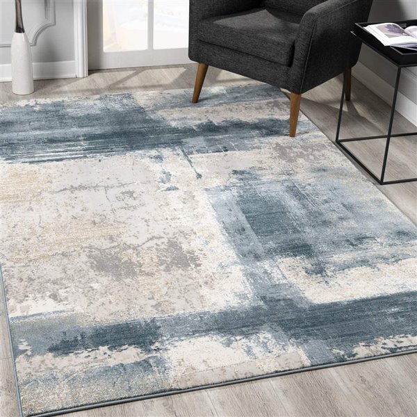 Rug Branch Contemporary Scandinavian Blue Beige Indoor Runner Rug ...