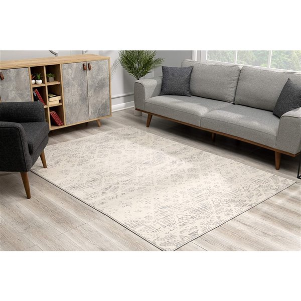 Rug Branch Contemporary Abstract  Beige Grey Indoor Runner Rug - 2x15