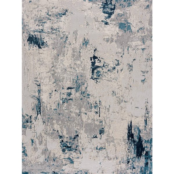 Rug Branch Contemporary Abstract  Blue Cream Indoor Runner Rug - 2x20