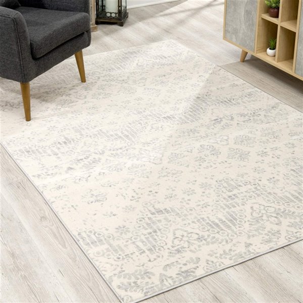 Rug Branch Contemporary Abstract  Beige Grey Indoor Doormat Rug - 2x5