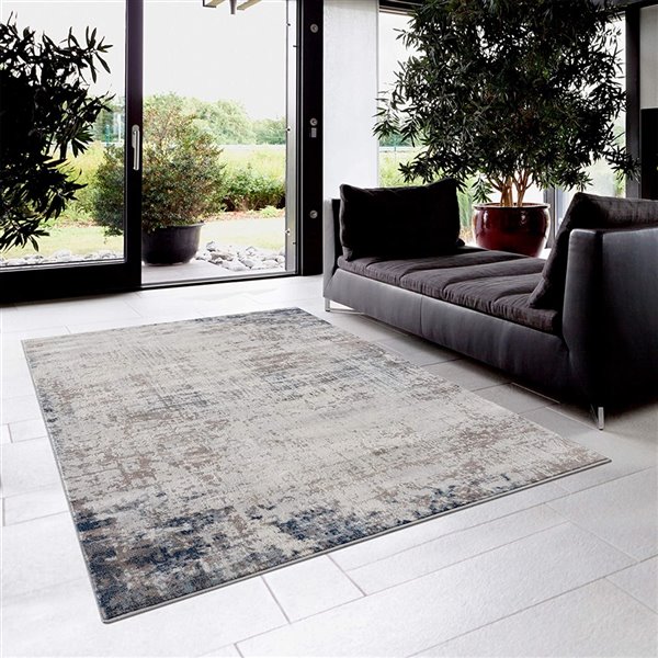 Rug Branch Contemporary Abstract  Blue Navy Indoor Runner Rug - 2x6