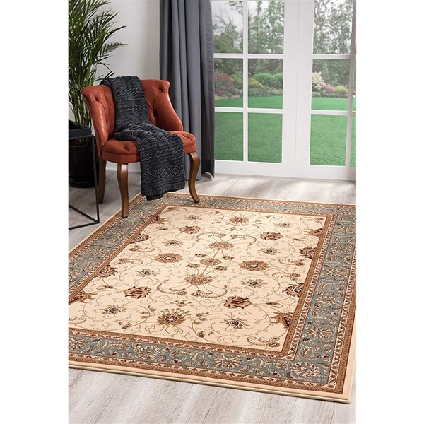 Rug Branch Traditional Persian  Beige Blue Indoor Runner Rug - 2x8