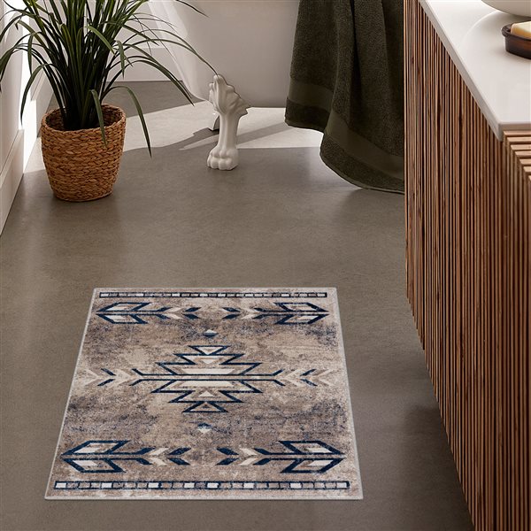 Rug Branch Contemporary Boho South-Western Blue Beige Indoor Area Rug - 5x7