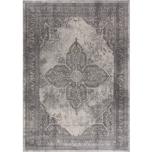 Rug Branch Transitional Moroccan South-Western Grey Beige Indoor Runner Rug - 2x6