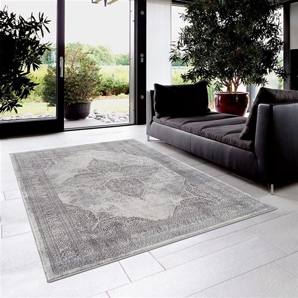 Rug Branch Transitional Moroccan South-Western Grey Beige Indoor Runner Rug - 2x6