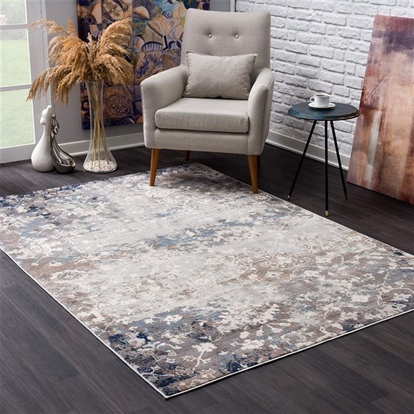 Rug Branch Contemporary Abstract  Blue Navy Indoor Runner Rug - 2x10