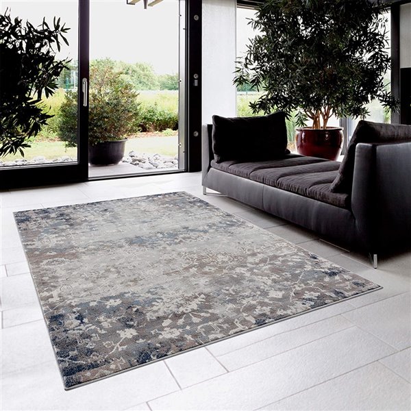 Rug Branch Contemporary Abstract  Blue Navy Indoor Runner Rug - 2x10