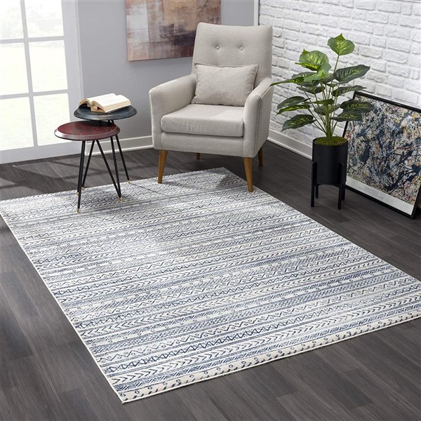 Rug Branch Contemporary Boho  Blue Navy Indoor Doormat Rug - 2x4