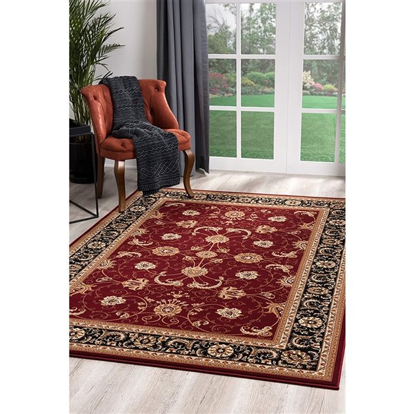 Rug Branch Traditional Persian  Red Black Indoor Runner Rug - 3x15