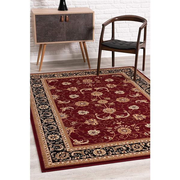 Rug Branch Traditional Persian  Red Black Indoor Runner Rug - 3x15