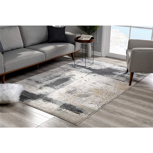 Rug Branch Contemporary Scandinavian  Grey Beige Indoor Area Rug - 5x7