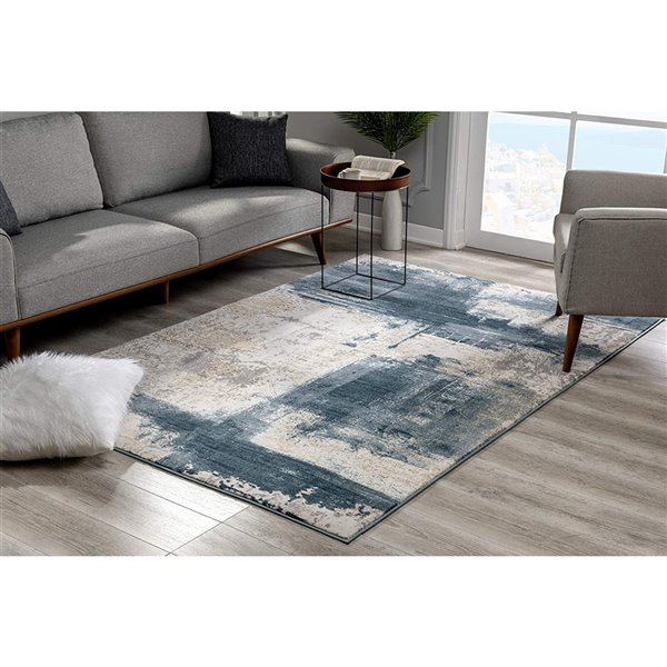 Rug Branch Contemporary Scandinavian  Blue Beige Indoor Area Rug - 6x9