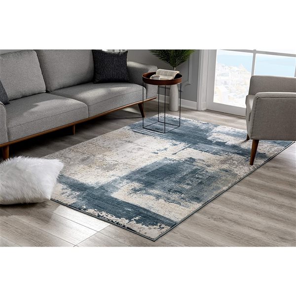 Rug Branch Contemporary Scandinavian  Blue Beige Indoor Area Rug - 5x7