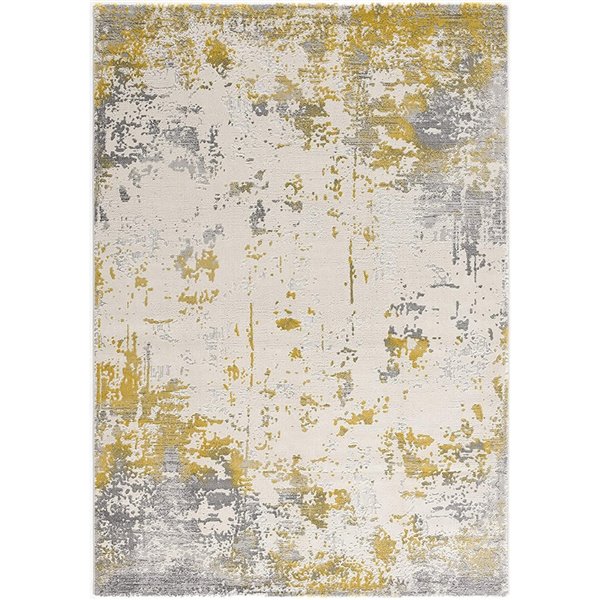 Rug Branch Contemporary Abstract  Gold Grey Indoor Runner Rug - 2x10