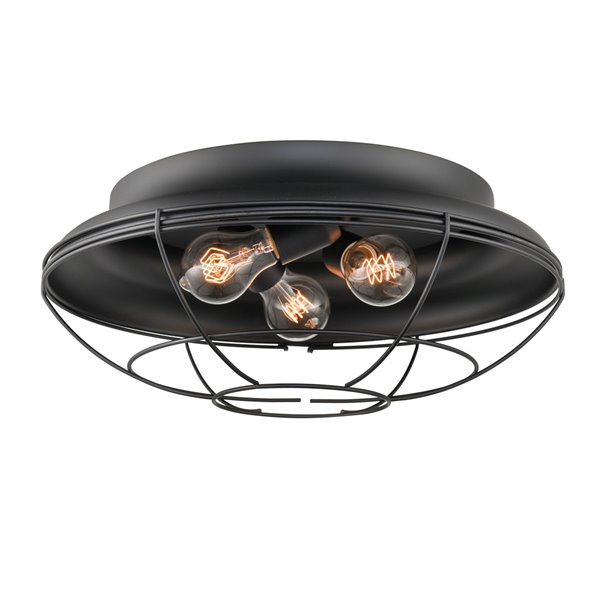 Millennium Lighting 17.25-in Matte Black Contemporary/Modern Incandescent Flush Mount Light