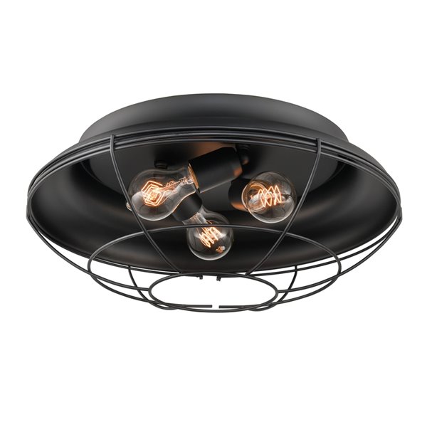 Millennium Lighting 17.25-in Matte Black Contemporary/Modern Incandescent Flush Mount Light