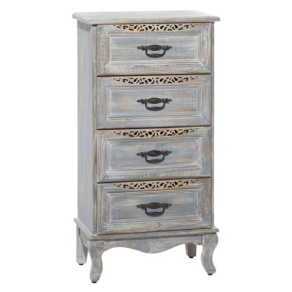 Uma Enterprises Gray Asian Hardwood 4-Drawer Accent Chest