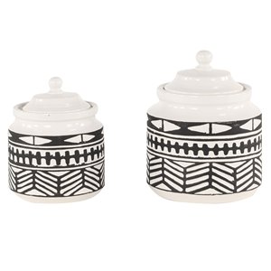 Grayson Lane Black Ceramic Decorative Jars - Set of 2
