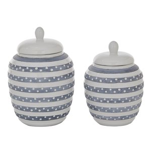 Grayson Lane White Ceramic Decorative Jars - Set of 2