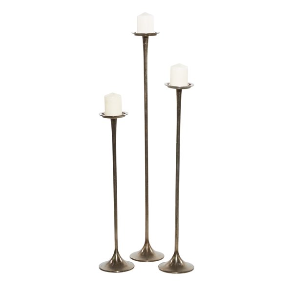 Set Of 3 Traditional Aluminum Pillar Candle Holders - Olivia & May : Target