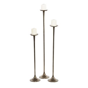 Grayson Lane Grey Metal Taper Candle Holder - Set of 3