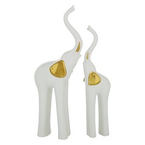 Grayson Lane Gold Porcelain Elephant Sculptures - Set of 2