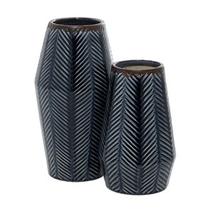 Grayson Lane Dark Blue Ceramic Vases - Set of 2