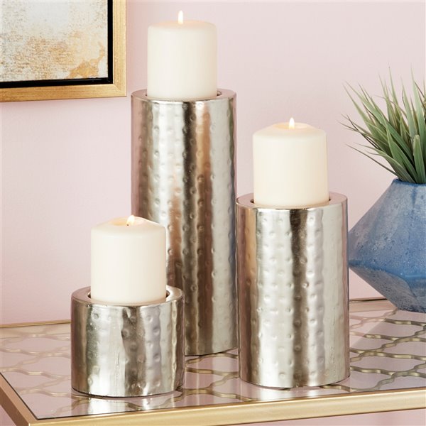 Cosmoliving By Cosmopolitan 3-Candle Metal Pillar Candle Holder - Set of 3