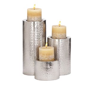 Cosmoliving By Cosmopolitan 3-Candle Metal Pillar Candle Holder - Set of 3