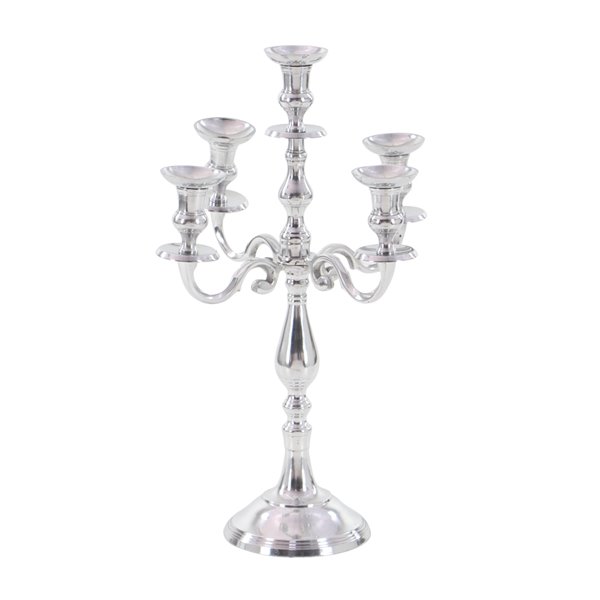 Grayson Lane 5-Candle Silver Aluminum Candelabra Candle Holder