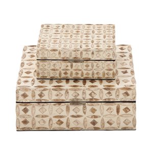 Grayson Lane Beige Mother of Pearl Boxes - Set of 2