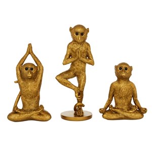 Grayson Lane Gold Polystone Monkey Sculptures - Set of 3