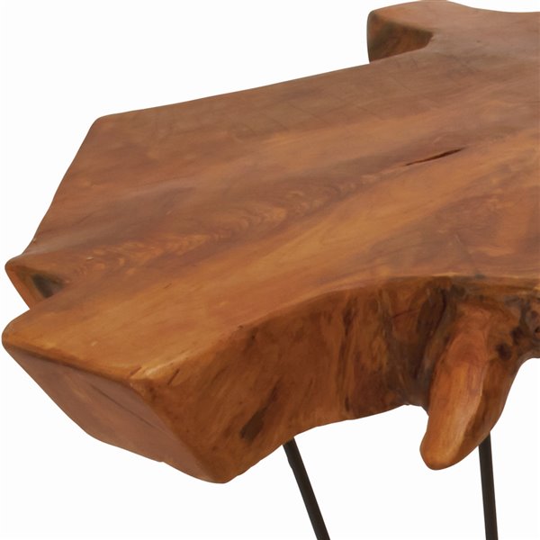 Grayson Lane Brown Teak Wood and Metal Coffee Table