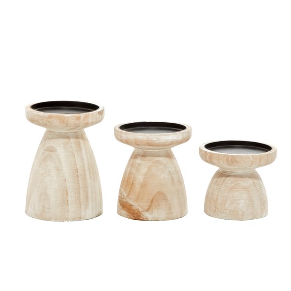 Grayson Lane Set of 3 Wooden Pillar Candle Holder