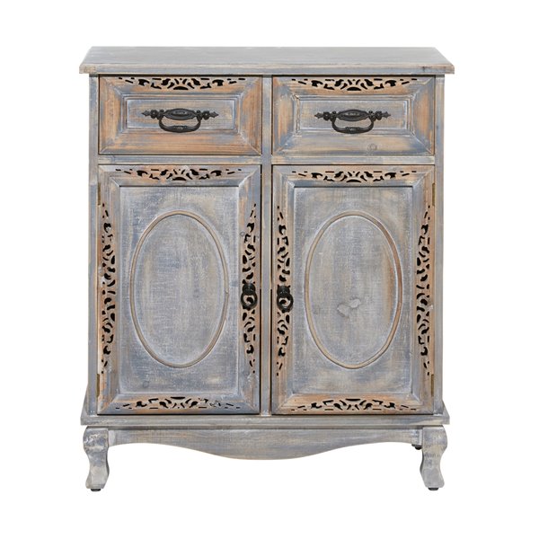 Uma Enterprises Gray Asian Hardwood 2-Drawer Accent Chest