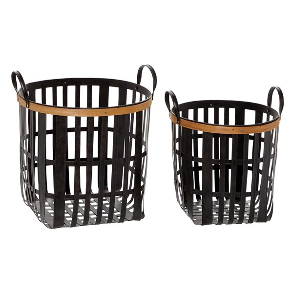 Grayson Lane Black Bamboo Storage Baskets Set of 2 361660 RONA