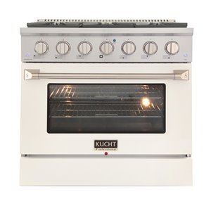 KUCHT 36-in 6 Burners 5.2-cu ft Convection Oven with Freestanding Gas Range and White Door